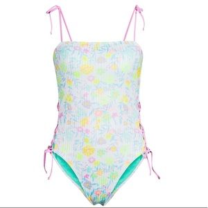 No Boundaries Juniors' Tropical Bandeau One Piece